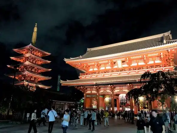 Asakusa temple in Tokyo, Japan, by night.